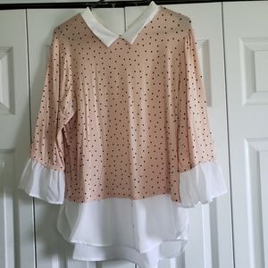 Pink polka-dot collared shirt